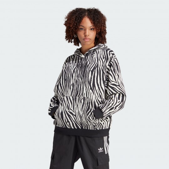 Женская худи adidas ALLOVER ZEBRA ANIMAL PRINT ESSENTIALS (АРТИКУЛ:IJ7774)