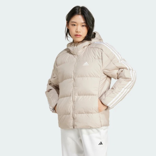Пуховик adidas ESSENTIALS 3-STRIPES MID DOWN HOODED  (АРТИКУЛ:IX8924)